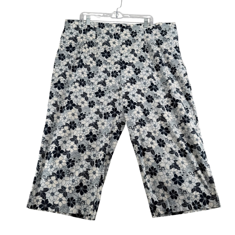Fashion Bug Stretch Floral Capri Cropped Pants Women Plus 24W Cottagecore